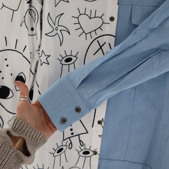 Leena Two-Tone‎ Shirt Dress Womens Demure Statement Creative Playful Artist NWT - Picture 8 of 13